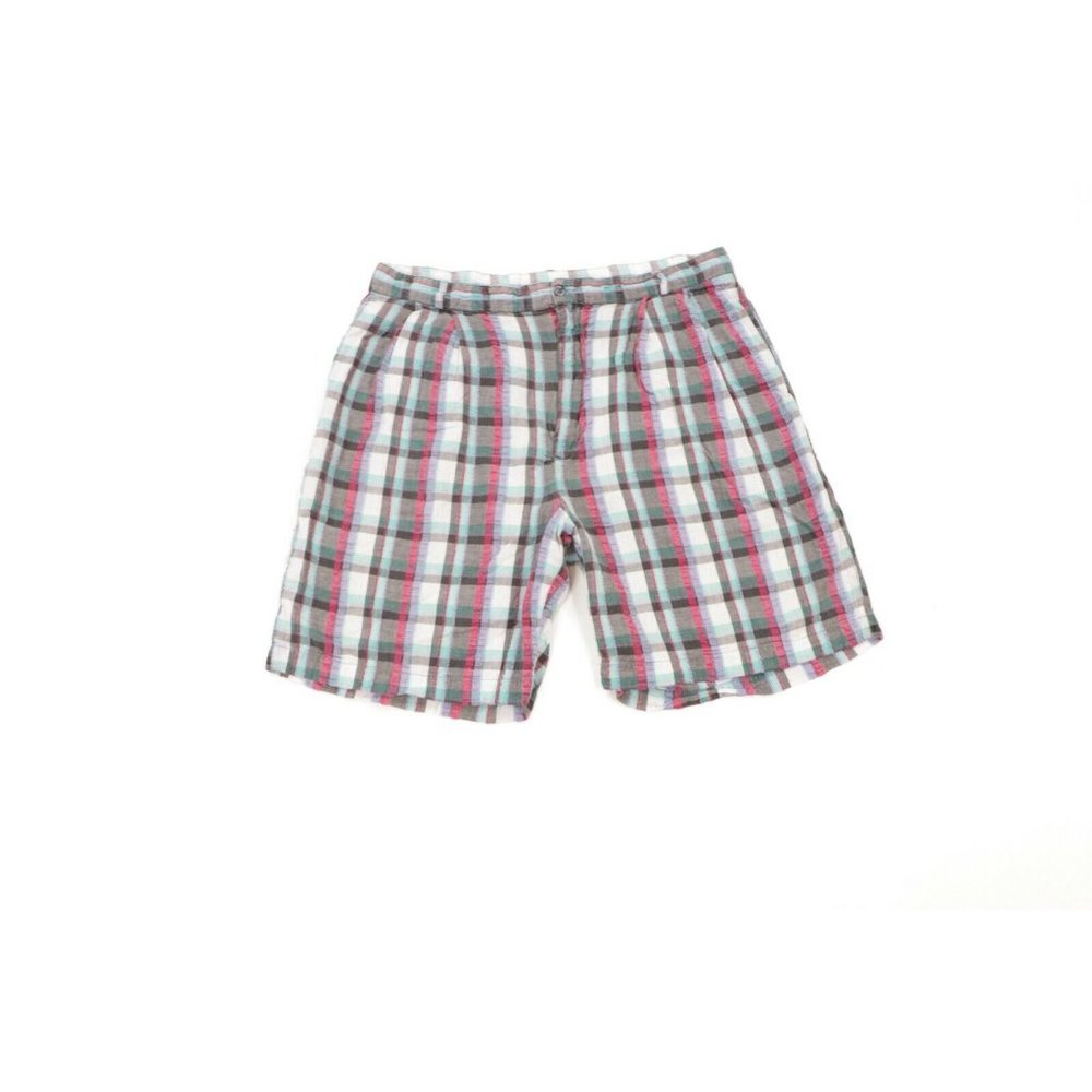 Vintage 90s IOU Streetwear Mens Size 30 Multi-Color Plaid Pleated Chino Shorts